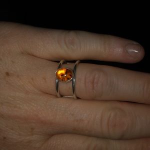 Sterling Silver and Amber Ring